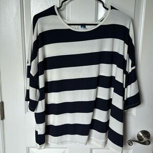 Old Navy nautical theme, navy and white horizontal stripe scoopneck shirt XL
